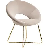 Wohnling Esszimmerstuhl Samt Beige Polsterstuhl Metallbeine Gold Design