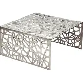 Wohnling Couchtisch Aluminium Silber 60cm Quadratischer Sofatisch Metall Wohnzimmertisch Alu Muster Tisch Loungetisch Beistelltisch Handmade