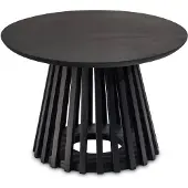 Wohnling Couchtisch 60x60x41 cm Mango Massivholz Schwarz Sofatisch Rund Design Wohnzimmertisch mit Gittergestell Kaffeetisch Wohnzimmer Modern