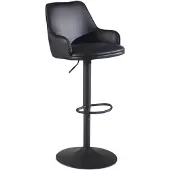 Wohnling Barhocker Kunstleder Schwarz Hocker mit Lehne 86 106 cm Küchenhocker Höhenverstellbar Modern 100 kg Barstuhl Tresenhocker mit Metall