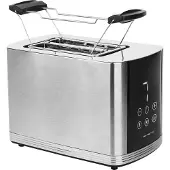 Emerio Toaster mit digitalem Display – 800 W – 2 Schlitze – Auftaufunktion – Krümelschublade – Edelstahl – TO-128308 – Schwarz / Silber