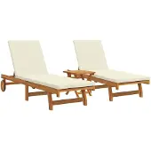 vidaXL Sonnenliege 3 stk. Massivholz Akazie Braun