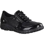 Waldlaufer Havy Orthotritt H89001-001 Damen, Halbschuh,Schwarz, Lack/Stretch - Damenschuhe Bequeme Schnürschuhe, Schwarz, /textil (taipei giraffestretch)