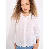 Apricot Spitzenbluse "Gekürztes Shirt mit Blumenapplikation", Damen, Gr. XS (34), weiß, gewebt, Obermaterial: 100% Baumwolle CO., bestickt, normal, Blusen Spitzenbluse, mit Blumenapplikation