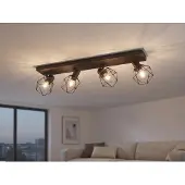 Meine Wunschleuchte Industrial Deckenstrahler 4-flammig Metall Rostoptik Spots schwenkbar 70cm breit