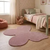 Little Olly Kinderteppich Waschbar - Coco Schmetterling Dunkelrosa 120x150cm