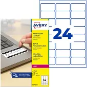 Avery Zweckform Etiketten L6146-20, fälschungssicher, extrem robust, geeignet für SW-Laserdrucker, 63,5 x 33,9 mm, 480 Stück/20 A4-Bogen, Acrylfolie, weiß