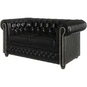S-Style Möbel CHESTERFIELD-SOFA 2-sitzer Morin Schwarz vegan Leder