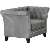S-Style Möbel CHESTERFIELD-SESSEL Fusion Grau Samt