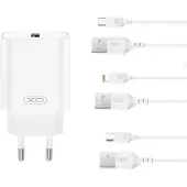 XO CE33 USB Wandladegerät 18W mit IPhone-Kabel, Weiß