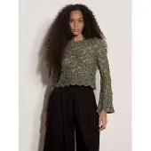 Apricot Spitzenshirt "Boho-Häkeloberteil mit Blumenmuster"