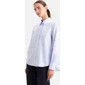 Seidensticker Hemdbluse , Damen, Gr. XXL (44), blau (hellblau), 100% Baumwolle, gestreift, regular fit, ohne Ausschnitt, Blusen Hemdbluse, 1/1 Kragen Gestreift