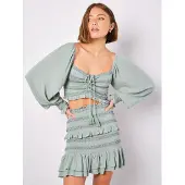 Apricot Crop-Top "Smok-Top" mit weiten Armen