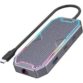 UNITEK uHUB S7+, Kabelgebunden, USB 3.2 Gen 2 (3.1 Gen 2) Type-C, 100 W, 3,5 mm, 1.4/2.3, 10,100,1000 Mbit/s