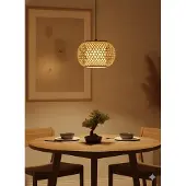 Nova Luce Pendelleuchte Asma E27 Natur Schwarz Stahl Rattan Ø30cm 9001115