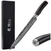 Wakoli EBO Damast Fleischmesser I 25 cm Klinge I schwarzer Eichenholzgriff