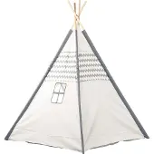 Toychamp Tipi mit Holzstangen und Teppich – 120 x 120 x 150 cm