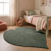 Little Olly Kinderteppich Waschbar - Coco Blatt Dunkelgrün 160x230cm