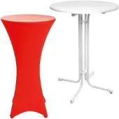 Beautissu STEHTISCH Sylt Ø 80cm Weiß mit Stella Stehtischhusse Ø 80cm Rot