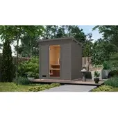 CHILLROI Saunahaus Kaapi 3 Wandstärke 38mm inkl. Ofen 9 kW ext. Strg. terragrau