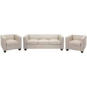Mendler 3-1-1 Couchgarnitur Lille, Kunstleder creme