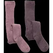 Minymo Strumpfhosen - Wolle - Rib - 2er-Pack - Orchid Haze - - 116/122 - Strumpfhosen