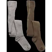 Minymo Strumpfhosen - 2er-Pack - Solid Rib - Light Grey Melange - - 116/122 - Strumpfhosen
