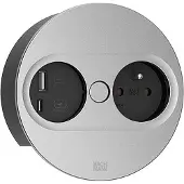 Bachmann 946.014, Type E + USB A + USB C, Desktop eingebettet, 4 cm, Edelstahl, Metall, Kunststoff, IP20