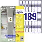 Avery Etiketten L7871-20, stark haftend, geeignet für Inkjet-& Laserdrucker, 25,4 x 10 mm, 3780 Stück/20 A4-Bogen, 100 % FSC-Papier, weiß