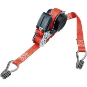 Petex Spanngurt 43197112, rot, mit Spitzhaken & Ratsche, 700kg Zurrkraft, DIN EN 12195-2, Aufrollautomatik, 25 mm x 5 m