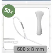 Quadrios 25CA719 25CA719 Kabelbinder 600 mm 8 mm Weiss Lösbar, mit Hebelverschlus