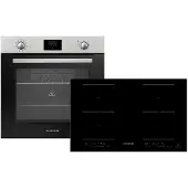 Respekta Backofen Herd Kochfeld Herdset Induktion 77cm Timer 2 Flexzonen Slider ASET1408800I