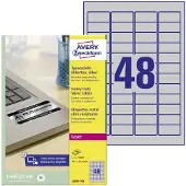Avery Zweckform Typenschildetiketten L6009-100, extrem robust, geeignet für SW-Laserdrucker, 45,7 x 21,2 mm, 4800 Stück/100 A4-Bogen, Polyesterfolie, silber