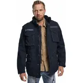 Build Your Brand M65 Giant Feldjacke Herren Baumwolljacke mit herausnehmbarer Innenjacke und KapuzeB3101 Navy-Blau