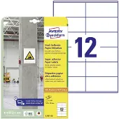 Avery Zweckform Etiketten L7875-20, stark haftend, geeignet für Inkjet-& Laserdrucker, 105 x 48 mm, 240 Stück/20 A4-Bogen, 100 % FSC-Papier, weiß