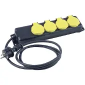 Heitronic 45058 Steckdosenleiste ohne Schalter Schwarz/Gelb erhöhter Berührungsschutz (45058)
