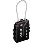 Basi - Kofferschloss - KS 625 TSA - Zinkdruckguss-Gehäuse - 37 mm - Schwarz - flexibles Stahlseil - 6100-0625