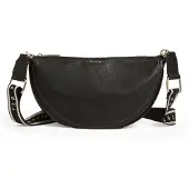 Ted Baker Leder Umhängetasche Lorreen Webbing Leather Half Moon Crossbody Bag Black schwarz