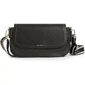 Ted Baker Leder Umhängetasche Louiize Webbing Leather Flapover Crossbody Bag Black schwarz