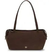 HUGO Handtasche aus Veloursleder-Imitat mit metallenem Stack-Logo Grösse ONESI