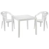 Mojawo Sitzgarnitur Bistrogarnitur 3-teilig Kunststoff Weiß