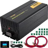 Vevor 5000 W modifizierter Sinus-Wechselrichter, DC 12 V auf AC 120 V Spannungswandler, mit LCD-Fernbedienung, LED-Anzeige, AC-Steckdosen; für LKW, Wohnmobil, Auto, Boot, Reisen, Camping, Notfall