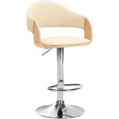CLP Barhocker Nilse Kunstleder mit Holzsitzschale | natur/creme Farbe natur/creme Gestell Farbe chrom