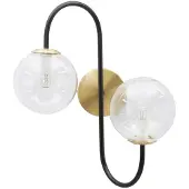 Mauro Ferretti Wandleuchte Eisen Glas S-förmig 36x24x45 cm Gold Schwarz