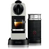 De'Longhi De’Longhi CitiZ &amp; Milk weiße Original-Kapselmaschine | inkl. Aeroccino Milchaufschäumer | 25 Sek. Aufheizzeit | 2 Tassengrößen | 19 bar Druck | Kaffeemaschine EN267.WAE