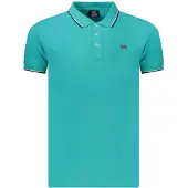 NORWAY 1963 Kurzarm-Poloshirt Herren Blau mit Kontrastdetails und Logo-Applikation