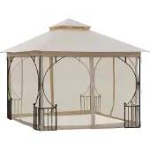 Aosom Pavillon Gartenpavillon Partyzelt Gartenzelt Festzelt Doppeldach 3x3m