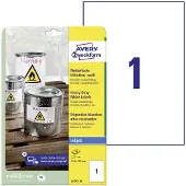 Avery Etiketten J4775, wetterfest, permanenthaftend, druckergeeignet, rechteckig, Polyester, matt weiß, 10 Stück auf 10 Blatt