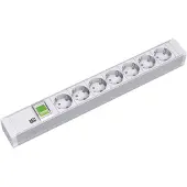 Bachmann 19" 1,2HE Steckdosenleiste 7 x -- Schutzkontakt mit Schalter, grau