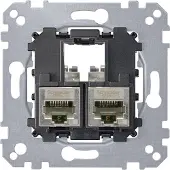 Merten MEG4576-0022 Tragplatte 2fach mit Anschlußmodul Actassi RJ45 Cat6A STP MEG45760022